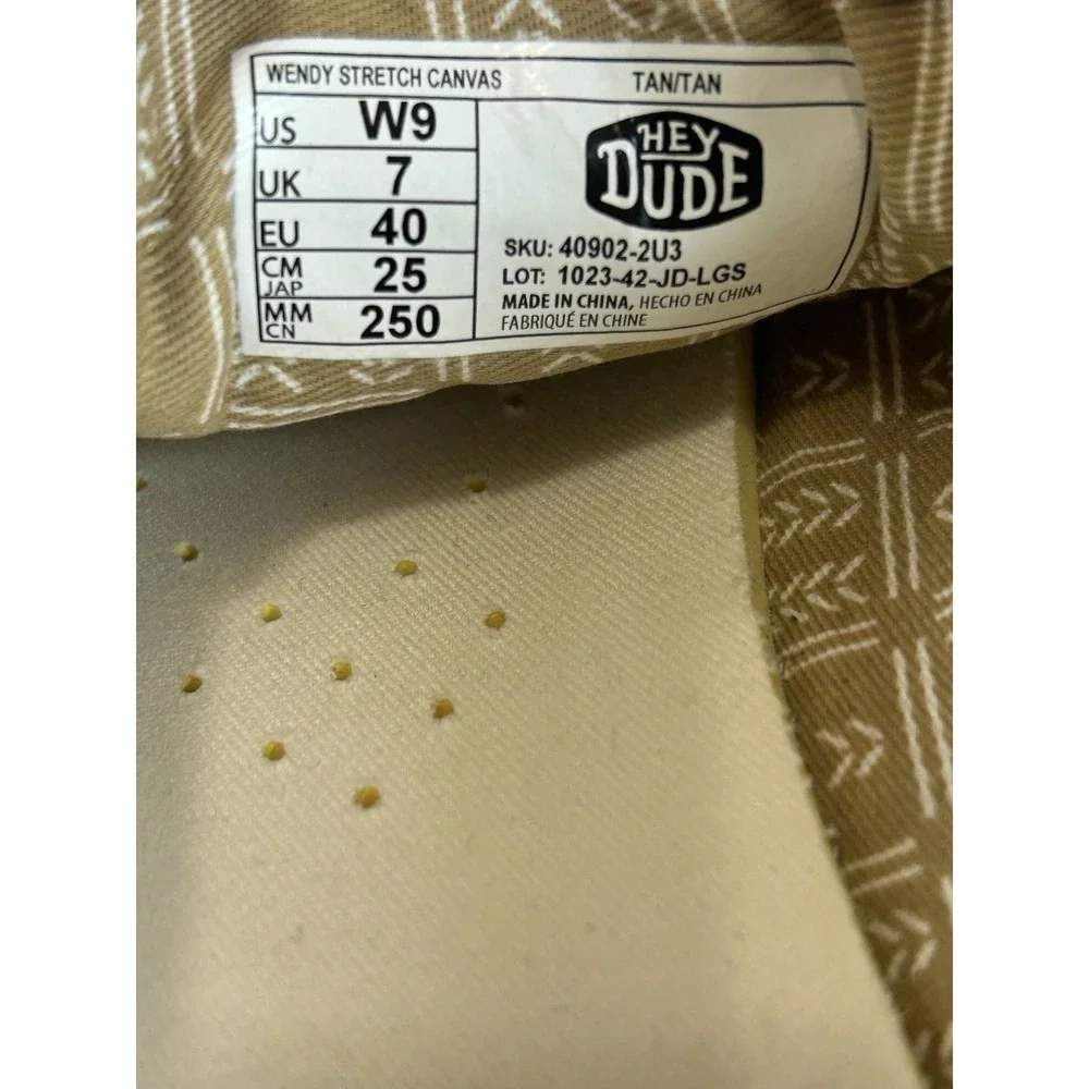 Hey Dude Wendy Women Size 9 Shoes Tan Comfort Casual Walking Stretch Slip On